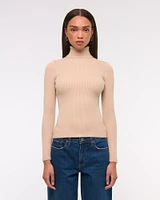 LuxeLoft Lurex Slim Ribbed Turtleneck Top