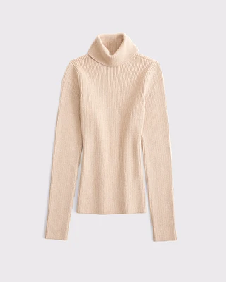 LuxeLoft Lurex Slim Ribbed Turtleneck Top