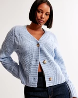 Seed-Stitch Cable Cardigan