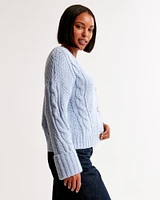 Seed-Stitch Cable Cardigan