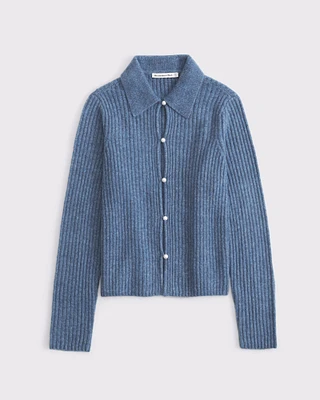 Pearl Button Collared Cardigan