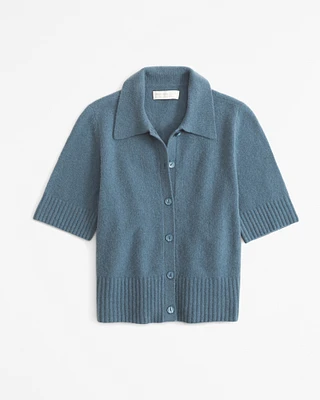 Short-Sleeve Polo Cardigan