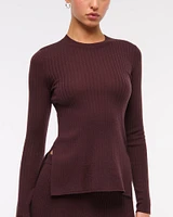 Merino Wool Slim Ribbed Crew Sweater