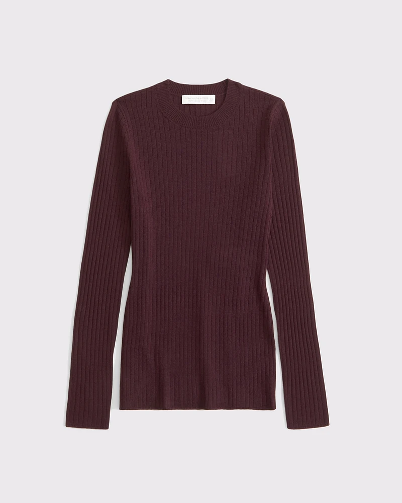 Merino Wool Slim Ribbed Crew Sweater