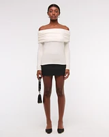 Foldover Off-The-Shoulder Sweater