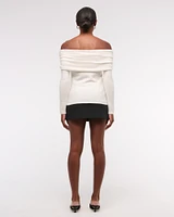 Foldover Off-The-Shoulder Sweater