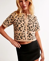 Leopard LuxeLoft Short-Sleeve Cardigan