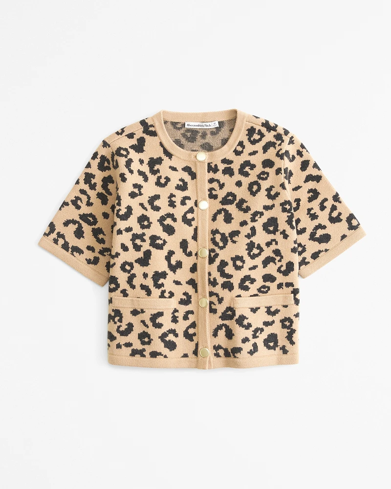 Leopard LuxeLoft Short-Sleeve Cardigan