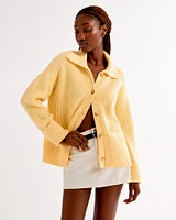 Ribbed Collared Cardigan