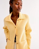 Ribbed Collared Cardigan