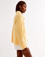 Ribbed Collared Cardigan