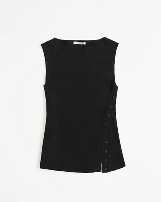 Asymmetrical Button Sweater Tank