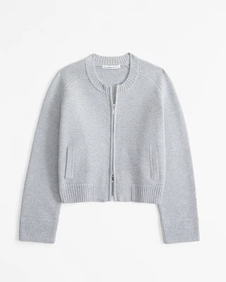 LuxeLoft Zip-Up Crew Cardigan