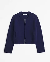 LuxeLoft Zip-Up Crew Cardigan