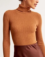 Long-Sleeve Turtleneck Ribbed Bodysuit