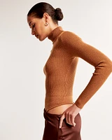 Long-Sleeve Turtleneck Ribbed Bodysuit