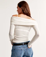 Long-Sleeve Off-The-Shoulder Ruched Top