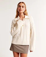 Cable Notch-Neck Sweater