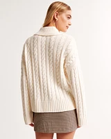 Cable Notch-Neck Sweater