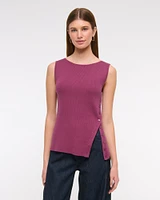 Asymmetrical Button Sweater Tank