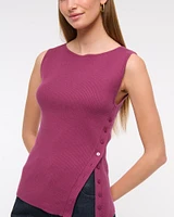 Asymmetrical Button Sweater Tank