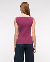 Asymmetrical Button Sweater Tank