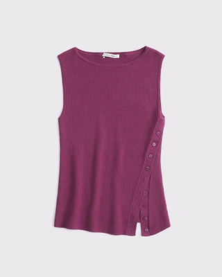 Asymmetrical Button Sweater Tank