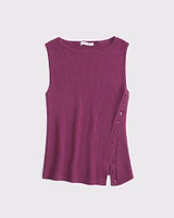 Asymmetrical Button Sweater Tank