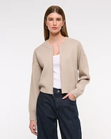 LuxeLoft Zip-Up Crew Cardigan