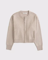 LuxeLoft Zip-Up Crew Cardigan