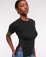 LuxeLoft Side-Button Sweater Tee