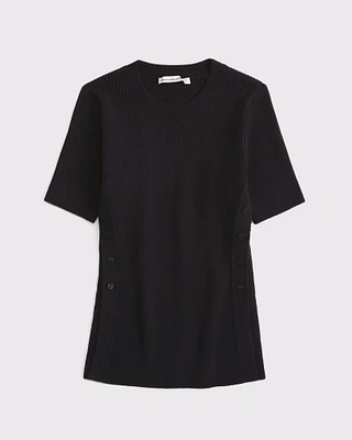 LuxeLoft Side-Button Sweater Tee