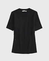 LuxeLoft Side-Button Sweater Tee