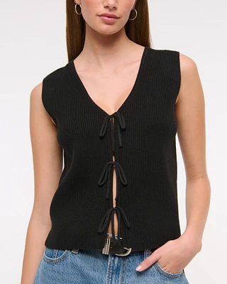 Tie-Front V-Neck Sweater Vest