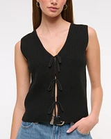 Tie-Front V-Neck Sweater Vest