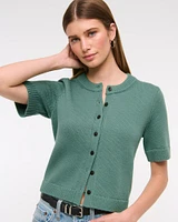 Short-Sleeve Crew Cardigan