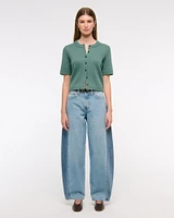 Short-Sleeve Crew Cardigan