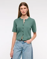 Short-Sleeve Crew Cardigan