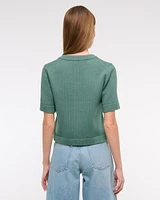 Short-Sleeve Crew Cardigan