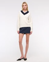 Relaxed Textural V-Neck Sweater