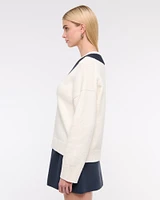 Relaxed Textural V-Neck Sweater