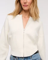 LuxeLoft Zip-Up Crew Cardigan