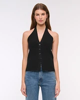 Ribbed Halter Sweater Vest