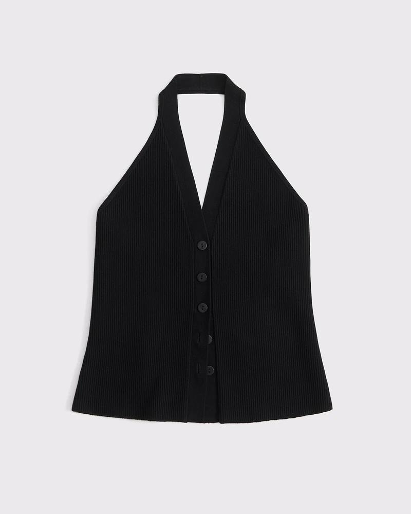 Ribbed Halter Sweater Vest