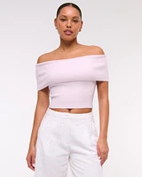 Foldover Off-The-Shoulder Sweater Top