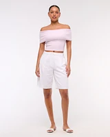Foldover Off-The-Shoulder Sweater Top