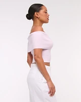 Foldover Off-The-Shoulder Sweater Top