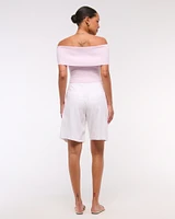 Foldover Off-The-Shoulder Sweater Top