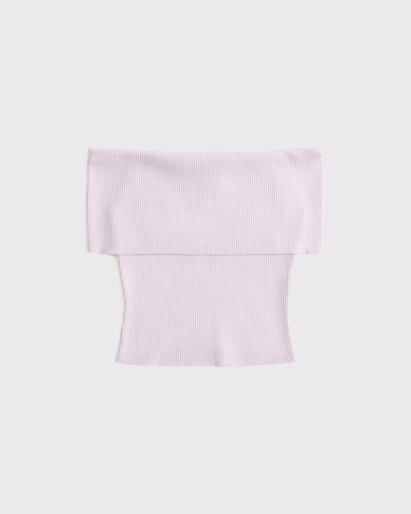 Foldover Off-The-Shoulder Sweater Top