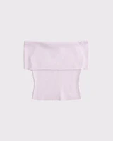 Foldover Off-The-Shoulder Sweater Top